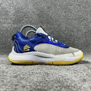 Under Armour Curry 3Z6 Youth Size 5.5Y Blue Yellow White Basketball Shoes Used